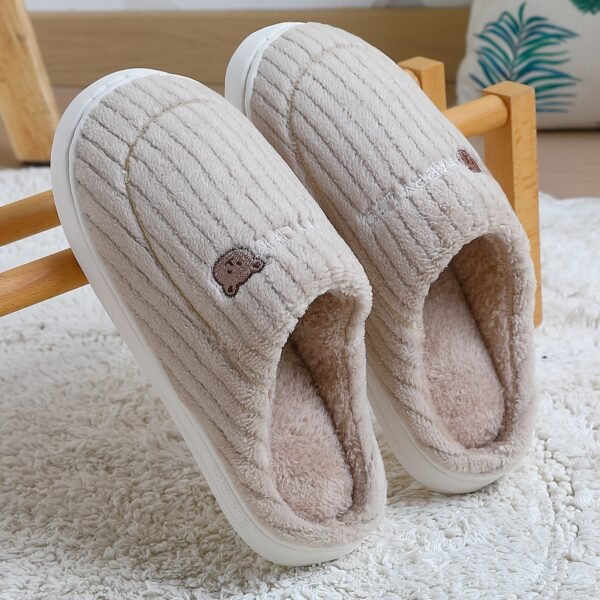 Chaussons d'intérieur- Enfiler avec dessus en tissu doux et semelle  antidérapante (TEMU)